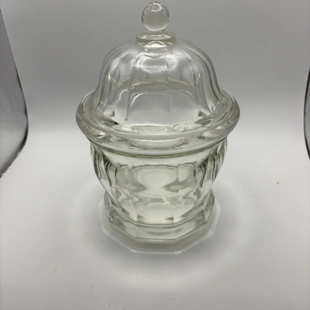 VTG HEAVY PANEL INDIANA GLASS BISCUIT CANDY APOTHECARY JAR -‎ 8